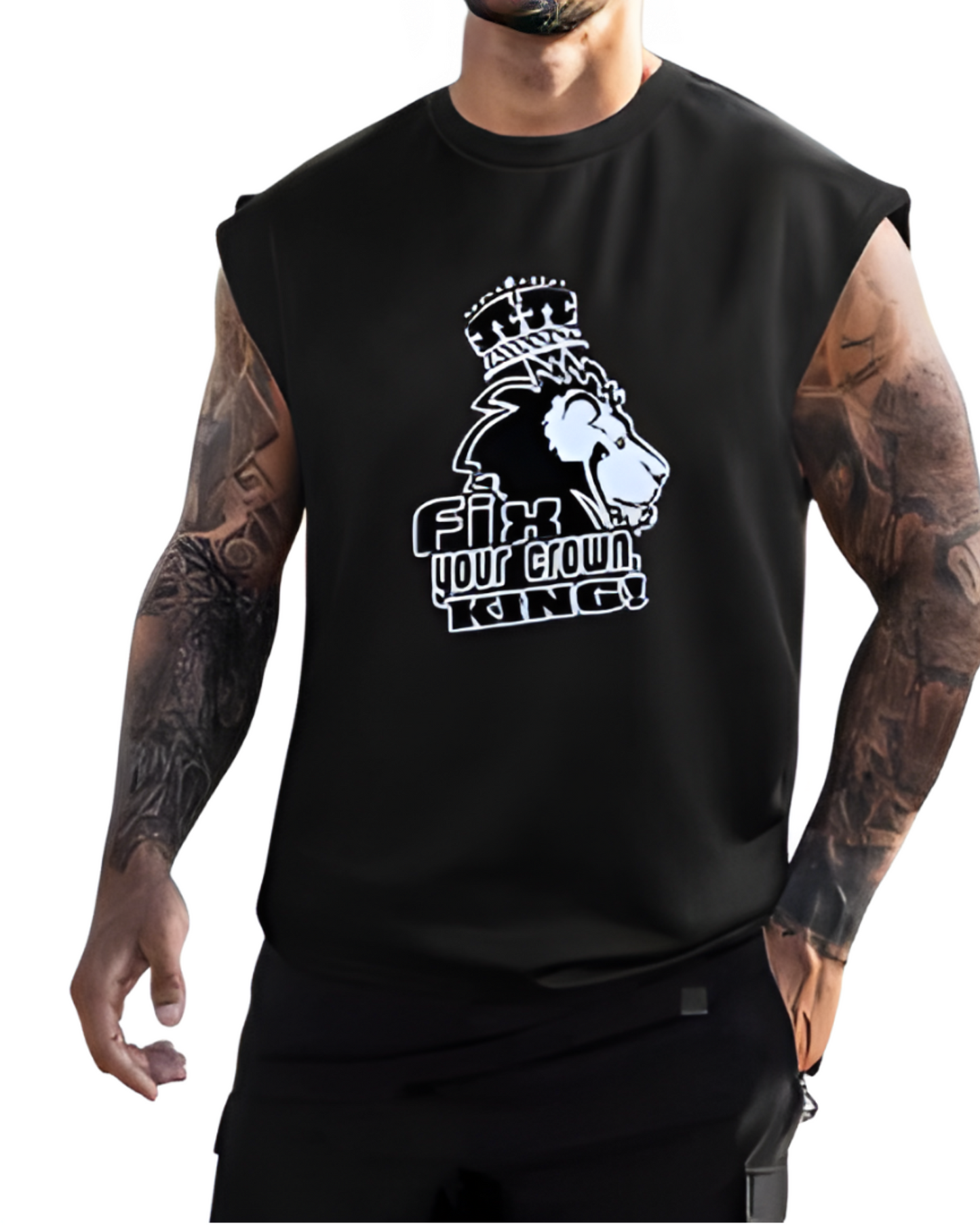 Fix Your Crown King (B&W lion) tank top