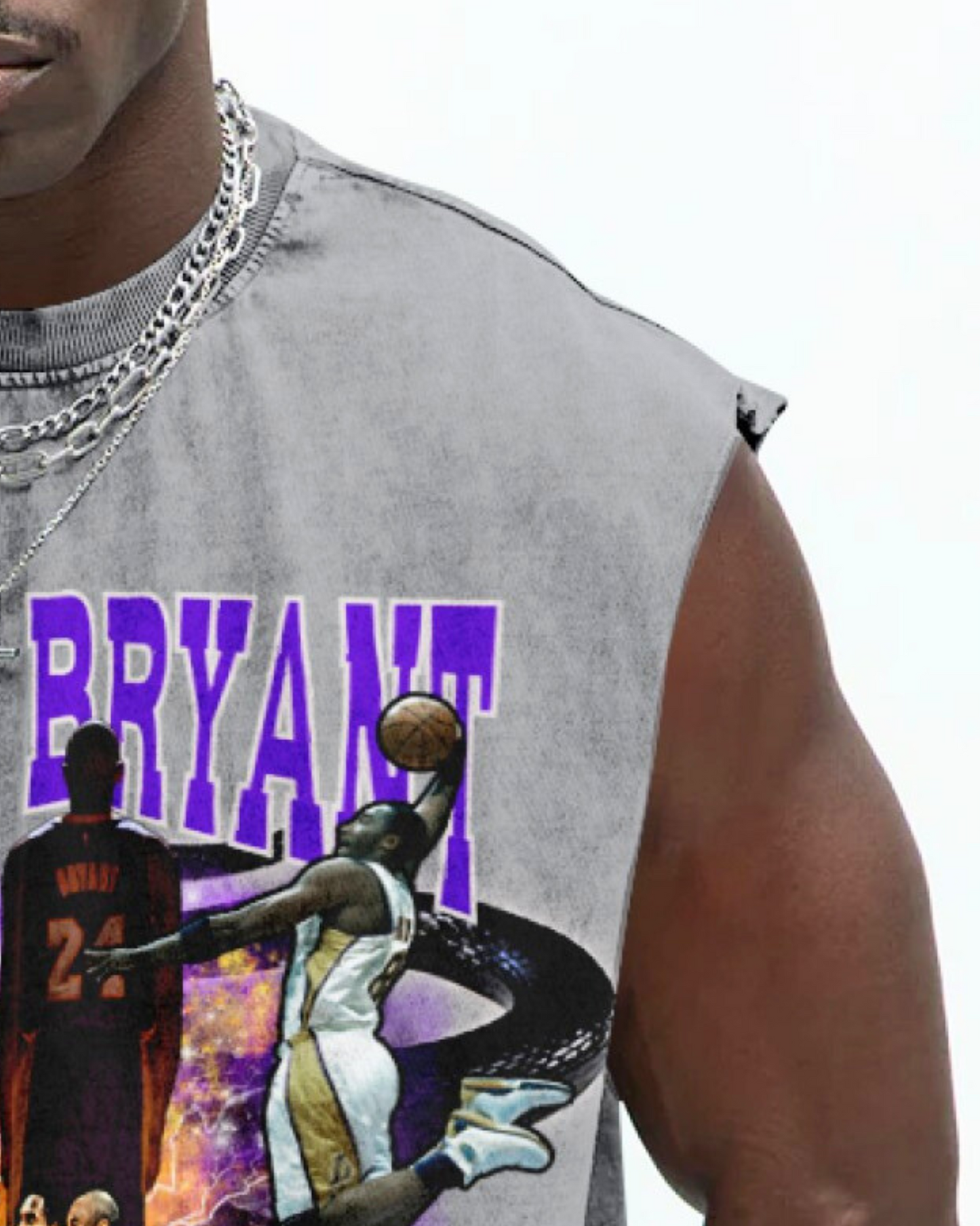 Kobe Bryant Black Mamba Forever Tribute Relaxed Vintage Wash Muscle Tshirt