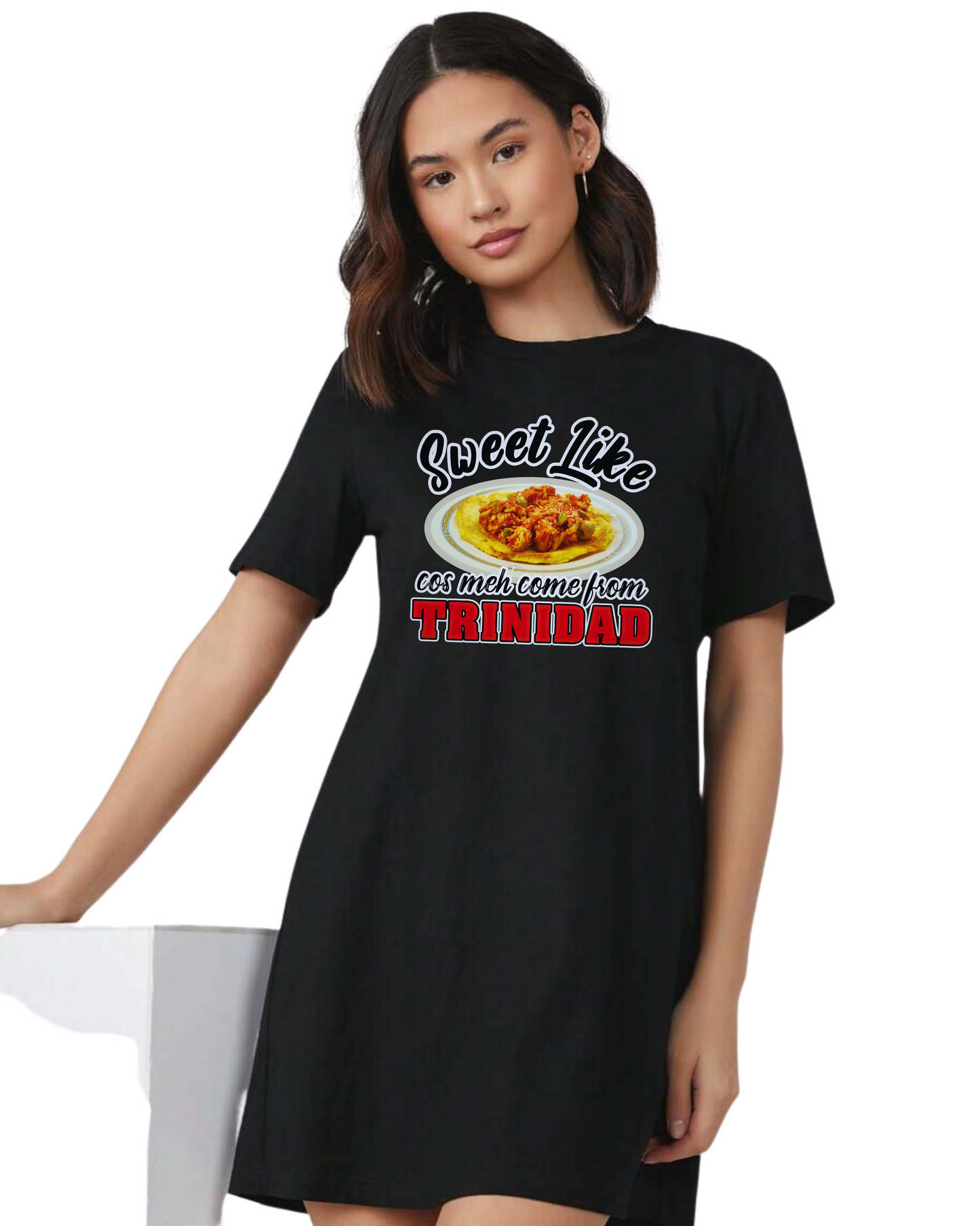 Sweet Like Doubles Cos Meh Come from Trinidad t-shirt dress