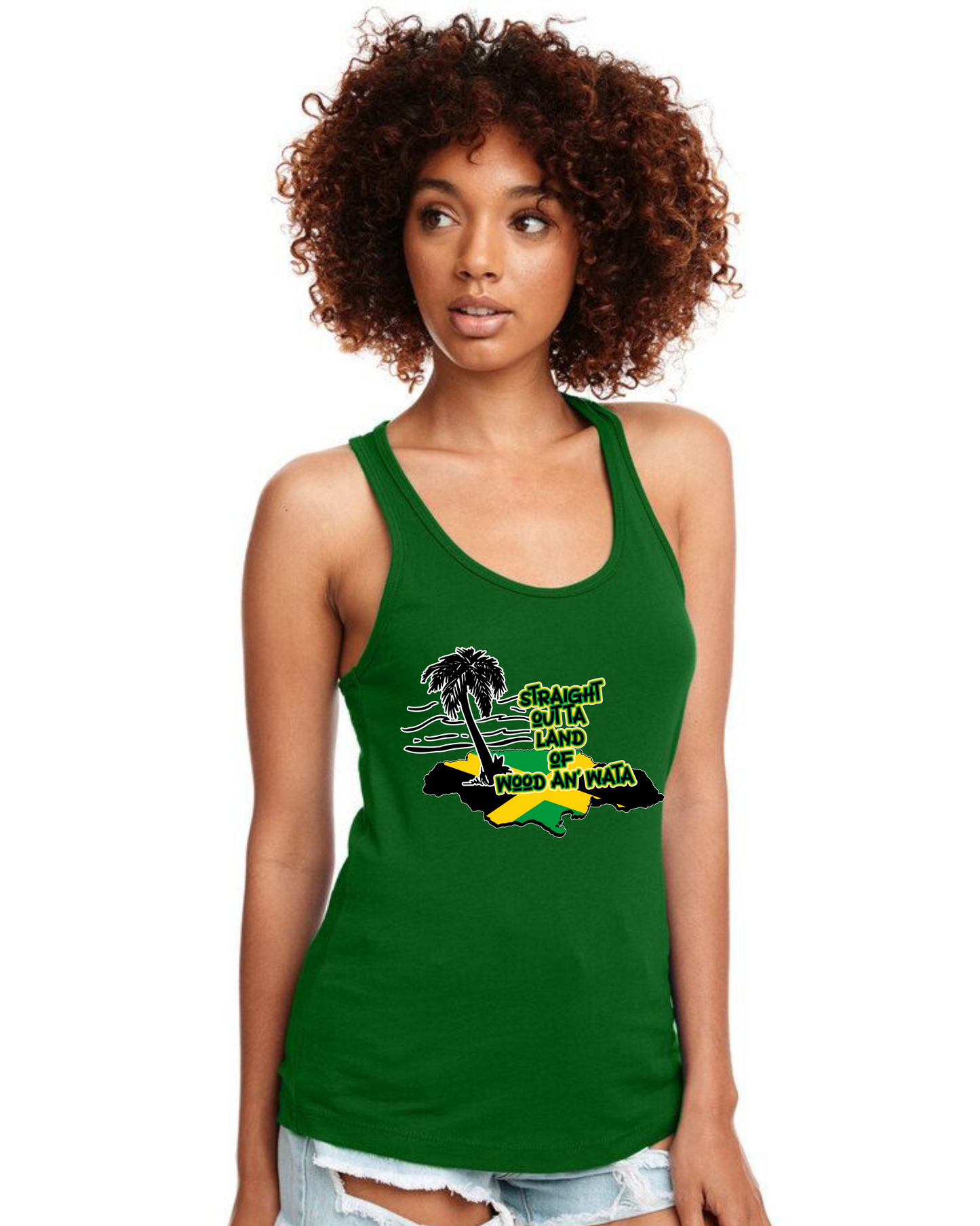 Straight Outta Land of Wood An Wata (Jamaica) racerback tank top