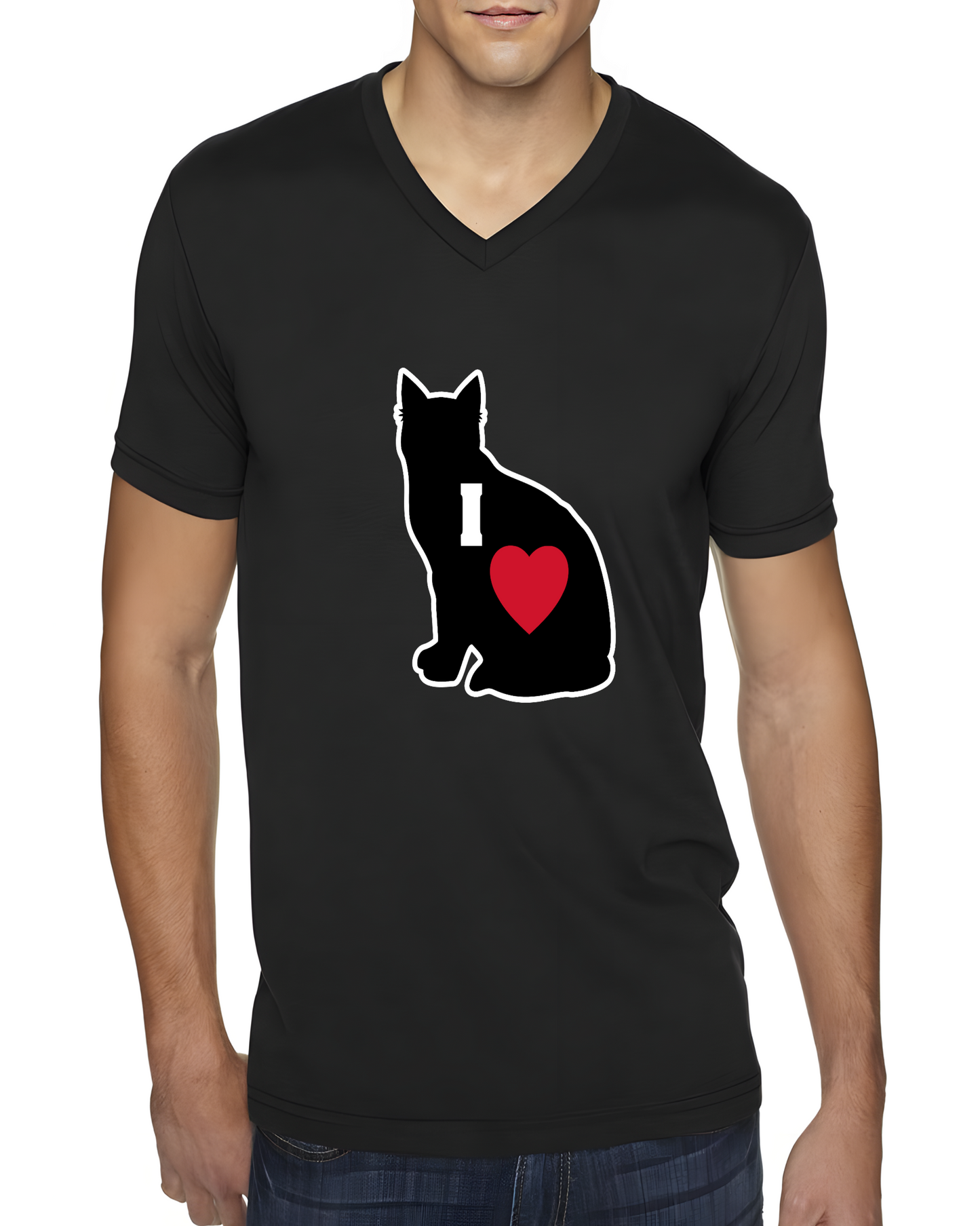 I Love Black Cat v-neck t-shirt