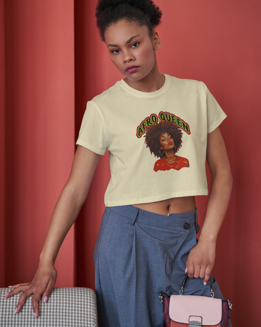 Afro Queen Washed Oversized Cropped tshirt