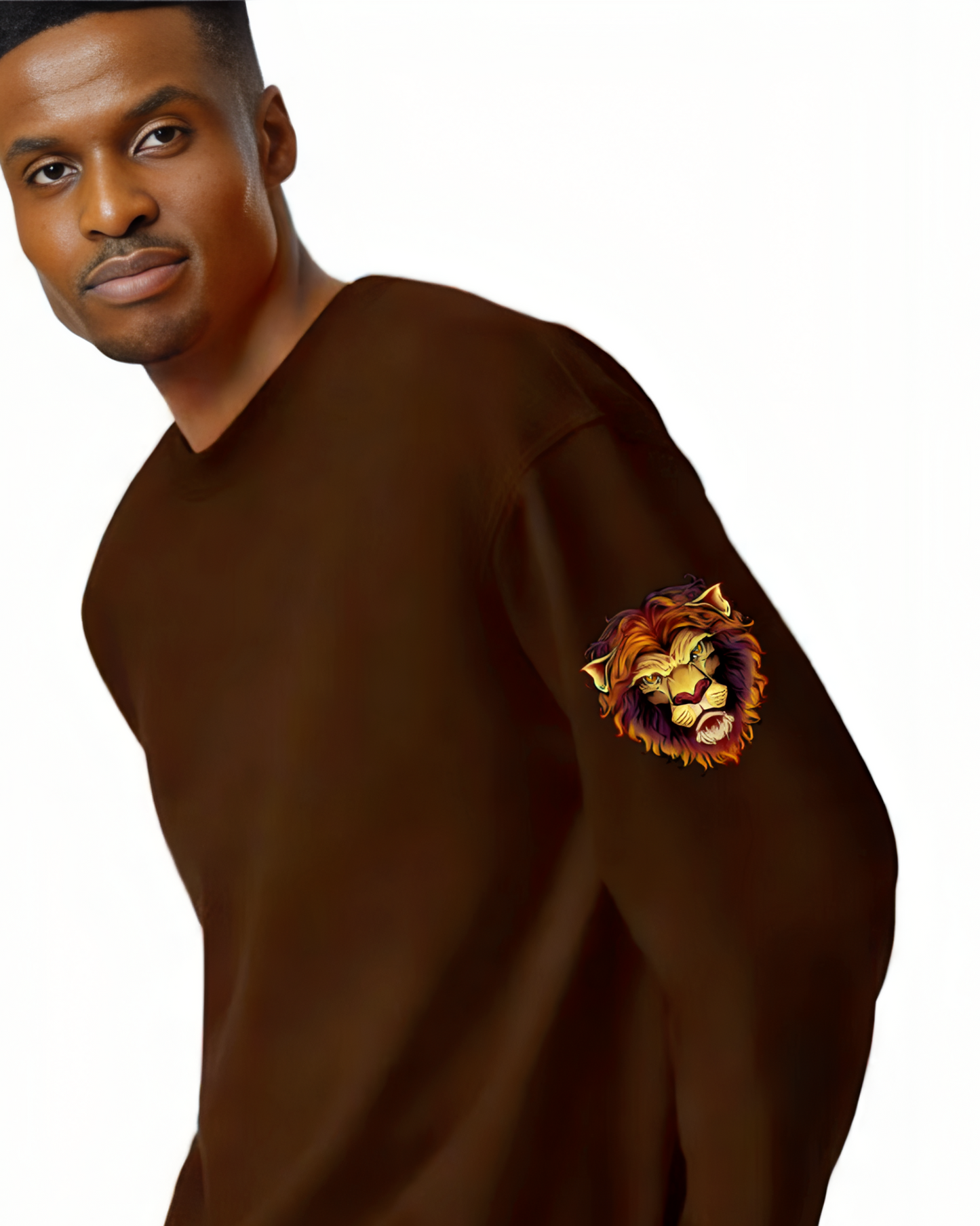 Fix Your Crown King crewneck sweatshirt (with graphic lion on front and sleeves)