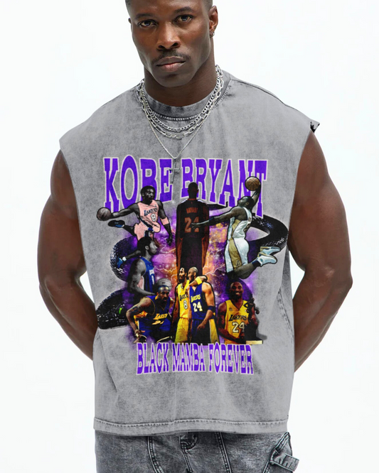 Kobe Bryant Black Mamba Forever Tribute Relaxed Vintage Wash Muscle Tshirt