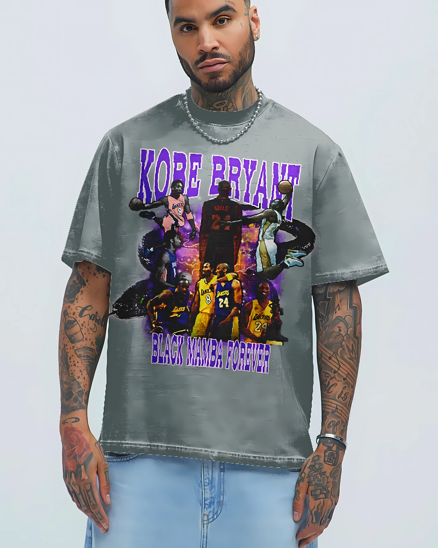 Kobe Bryant Black Mamba Forever Tribute Tinted Wash Oversized Tshirt