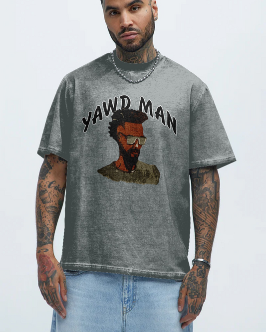 Yawd Man (Jamaica) B&W on Tinted Washed Heavyweight tshirt