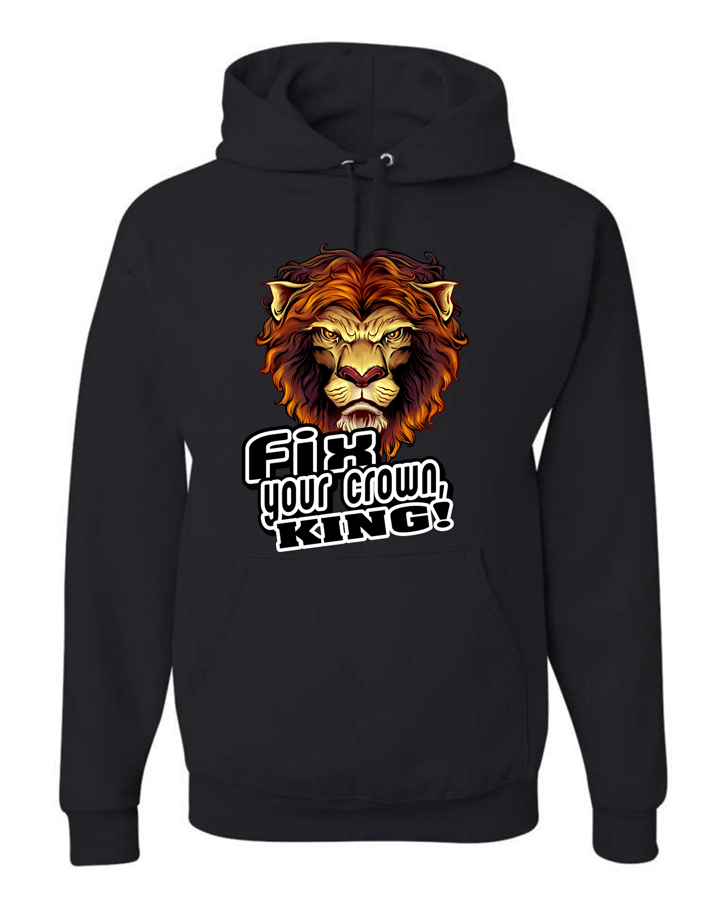 Fix Your Crown King hoodie (with graphic lion on front and sleeves)