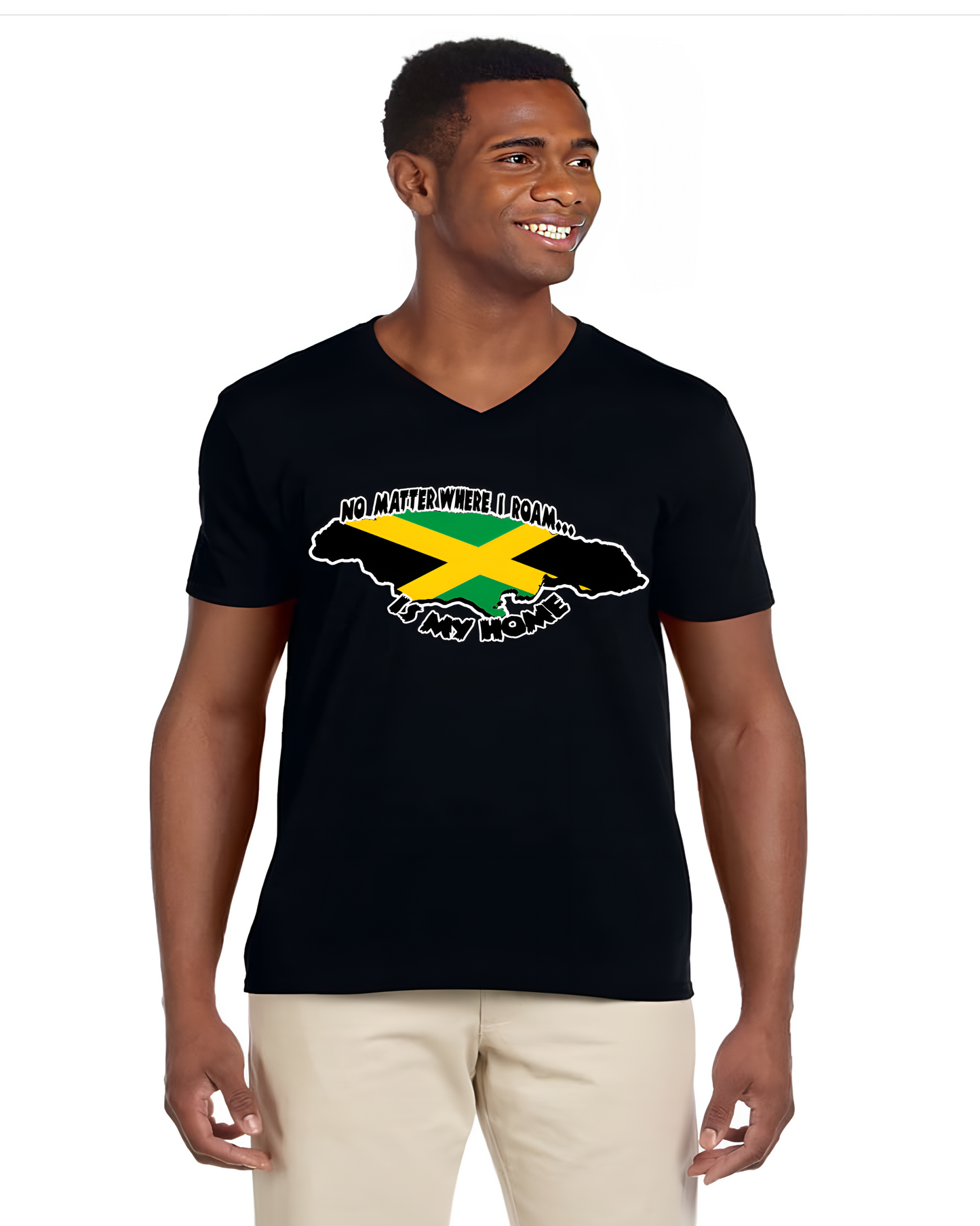No Matter Where I Roam Jamaica is my Home v-neck t-shirt
