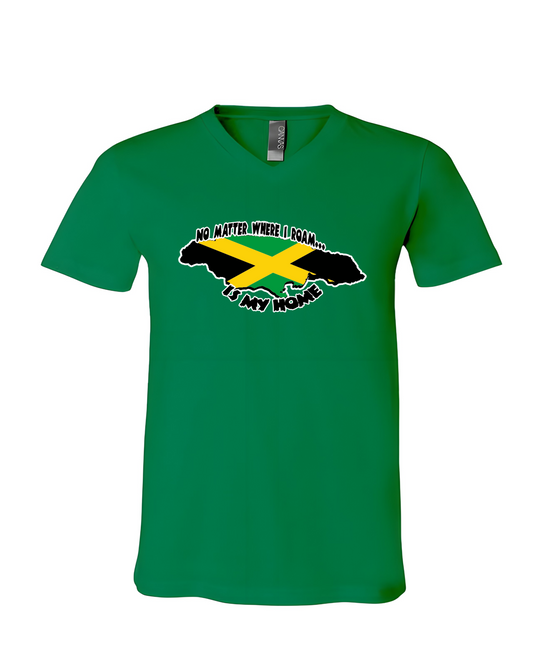 No Matter Where I Roam Jamaica is my Home v-neck t-shirt