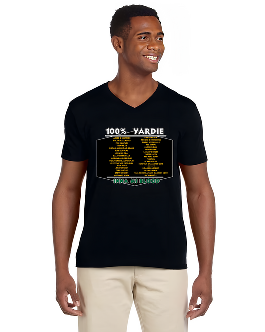 100% Yardie Inna Mi Blood (Jamaica) v-neck t-shirt